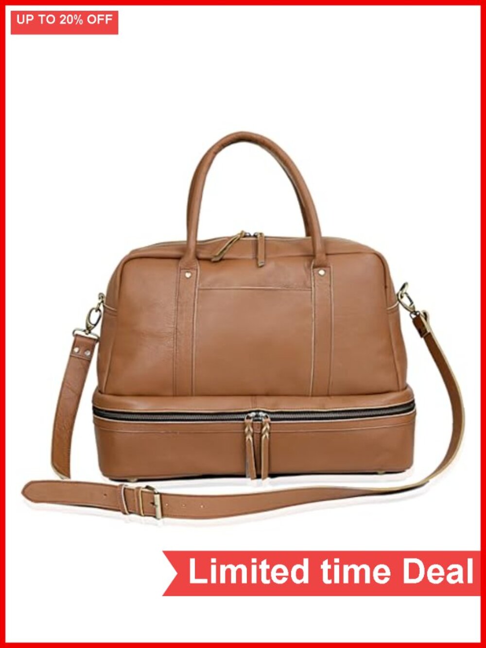 Genuine Leather Duffel Bag 20 Inch Travel Carry On Weekend Overnight